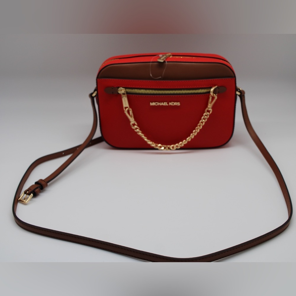 Michael Kors Leather Crossbody Bag Handbag Messenger Shoulder Purse - DK Sangria